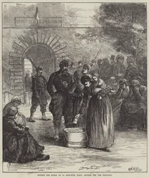 Vor dem Gefängnis von La Roquette, Paris, Briefe für die Gefangenen